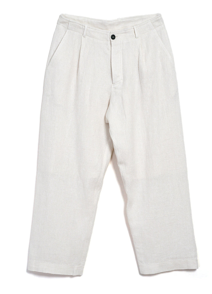 Bobby Wide Pleated Trouser Off White