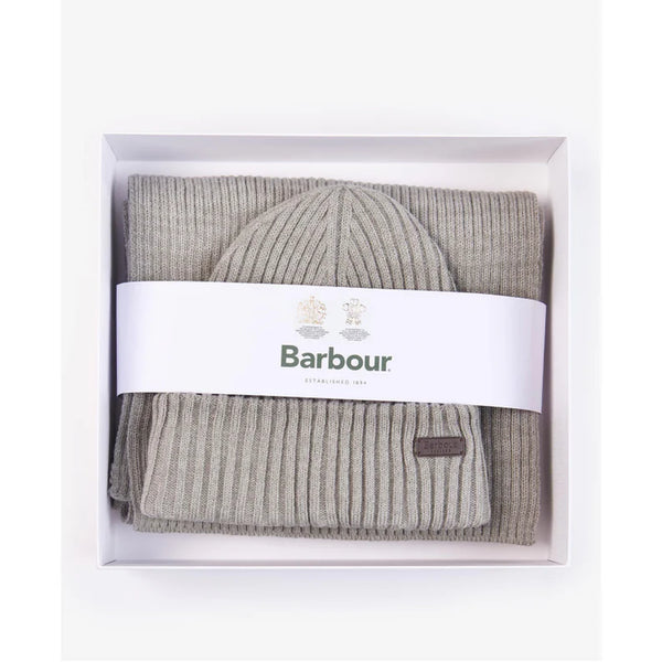 Barbour Gjafasett Beanie/Scarf Grey