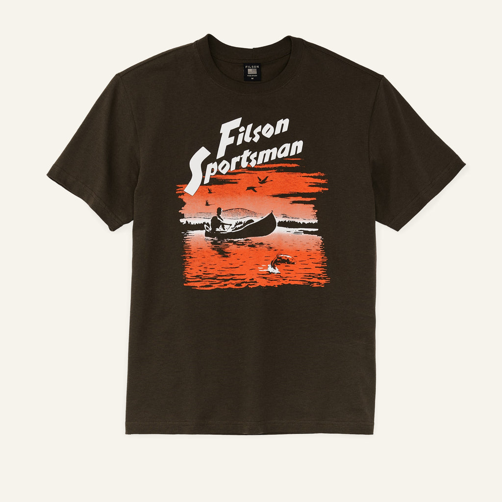 Filson Stuttermabolur - Pioneer Graphic T-shirt - Coffee/Canoe