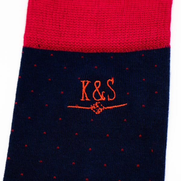 K&S Bambus Sokkar - Navy m. rauðum doppum