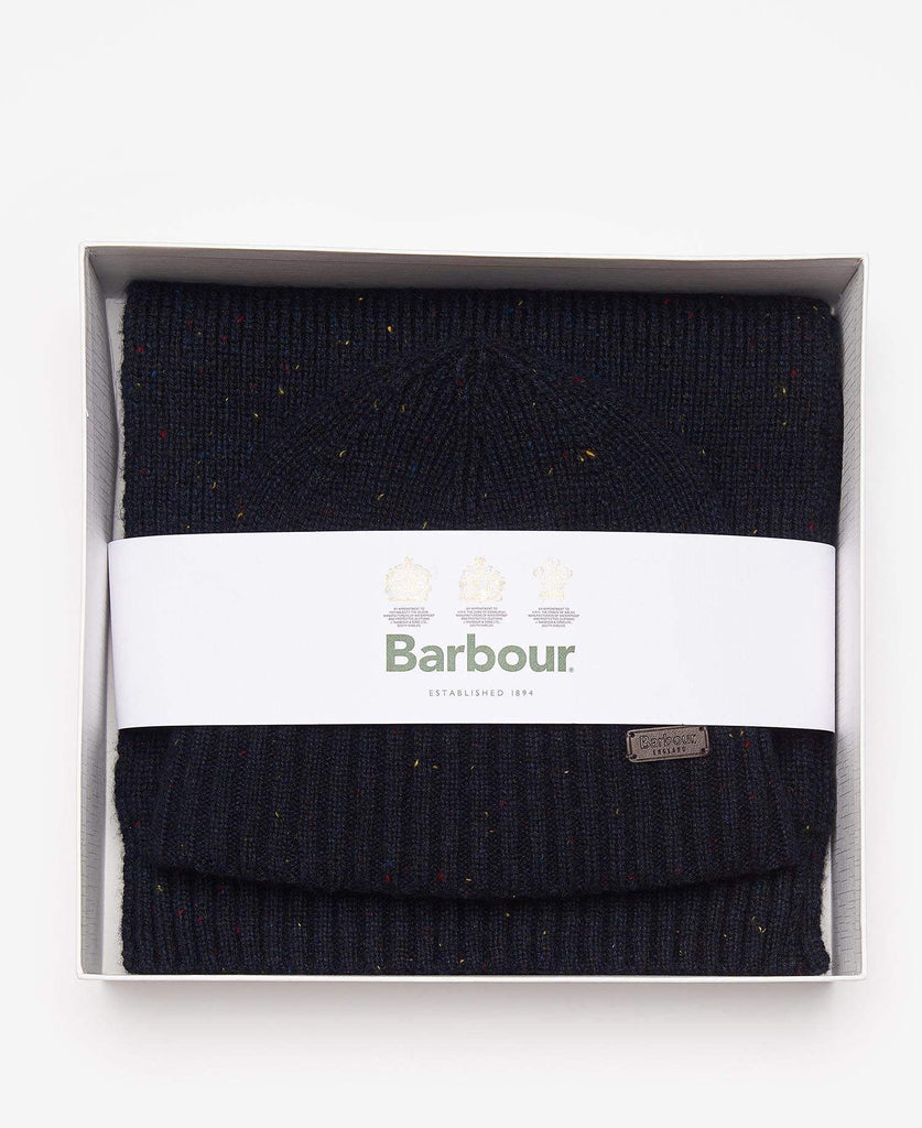 Barbour Gjafasett - Húfa og Trefill - Navy