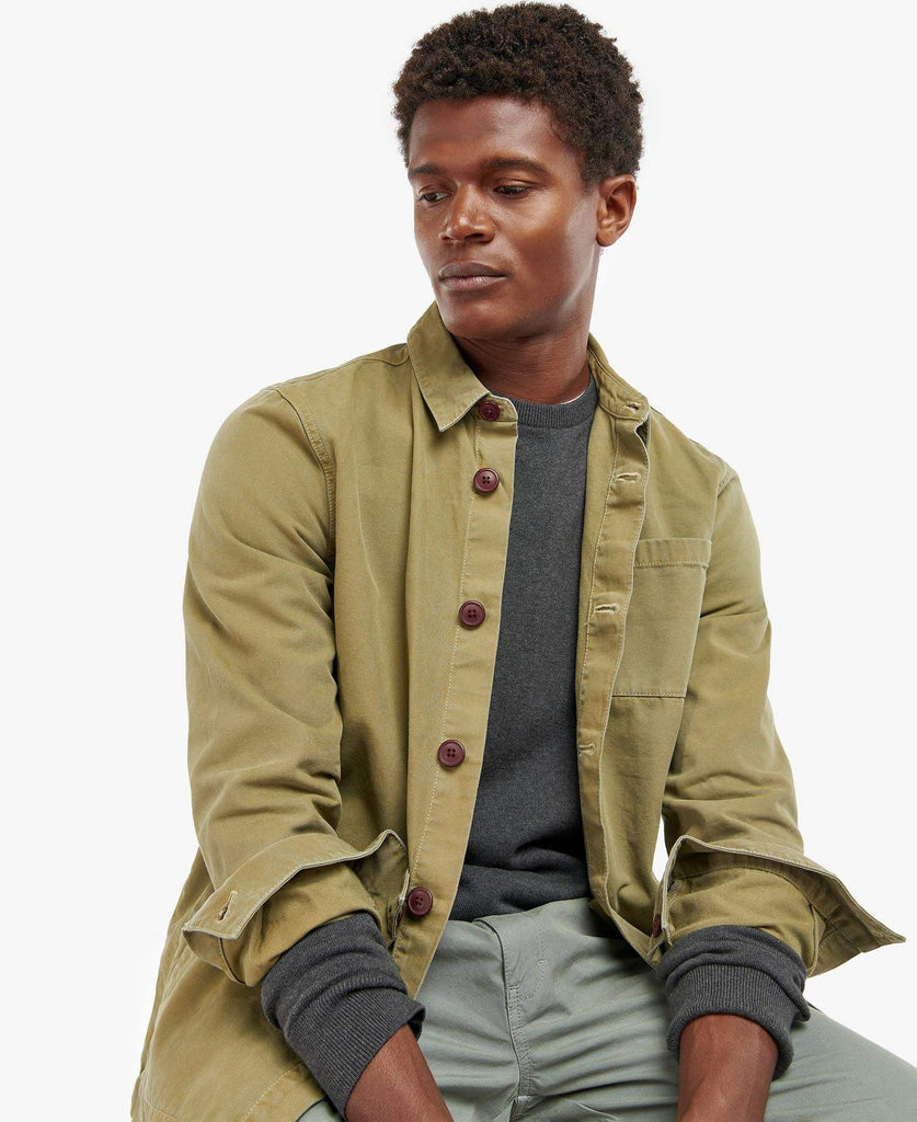 Barbour Yfirskyrta Washed Overshirt Bleached Olive Kormakur Skjoldur