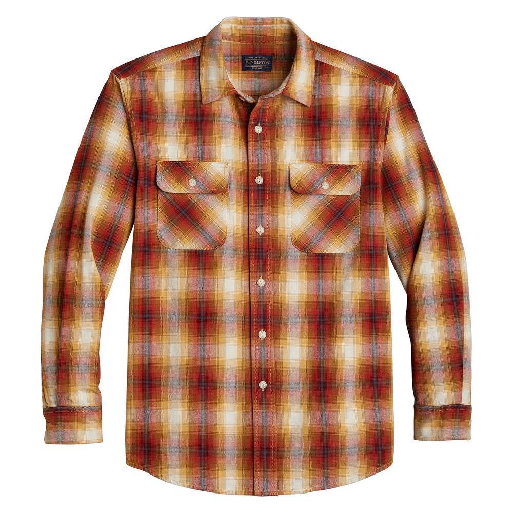 Pendleton Skyrta - Beach Shack Shirt - Red/Gold/Charcoal Plaid