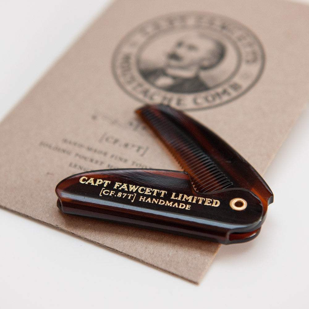 Captain Fawcett Mottugreiða - Folding Pocket Moustache Comb - Herrafataverzlun Kormáks & Skjaldar